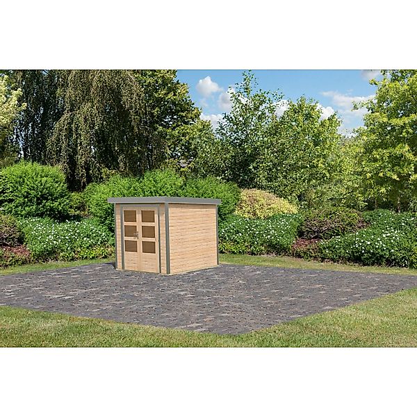 Karibu Gartenhaus Diego A Naturbelassen/Graualuminium 208,5 x 209 x 213 cm günstig online kaufen