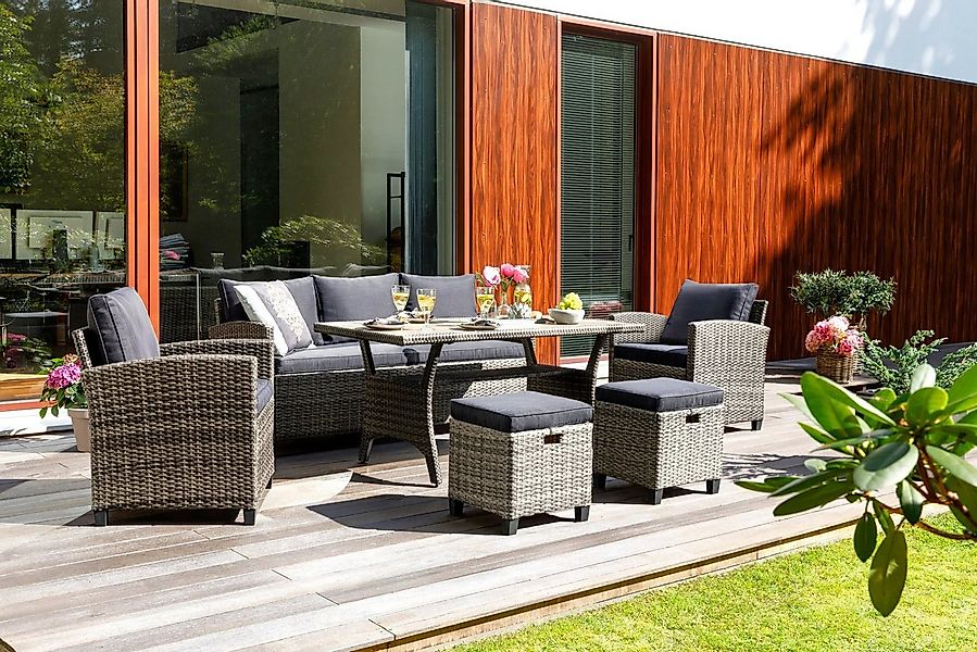 KONIFERA Gartenlounge-Set Amsterdam, (Set, 16-tlg., 1x 3er Sofa, 1x 2 Sesse günstig online kaufen