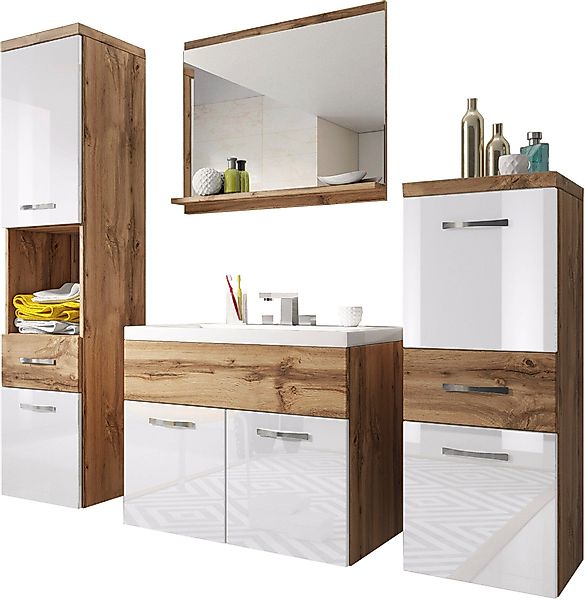 welltime Badmöbel-Set ELDA, (Komplett-Set, 5-St), Waschtisch günstig online kaufen