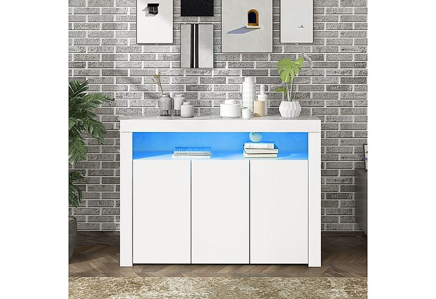 BlingBin Sideboard Vitrine Wohnzimmerschrank (1 St., mit LED-Leuchten und 3 günstig online kaufen