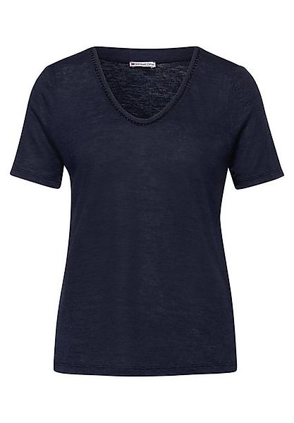 STREET ONE T-Shirt T-Shirt in Leinenoptik (1-tlg) günstig online kaufen
