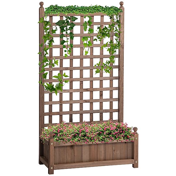 Outsunny Pflanzkasten mit Rankgitter Holz, 64 x 28 x 120 cm, Rankgitter fre günstig online kaufen