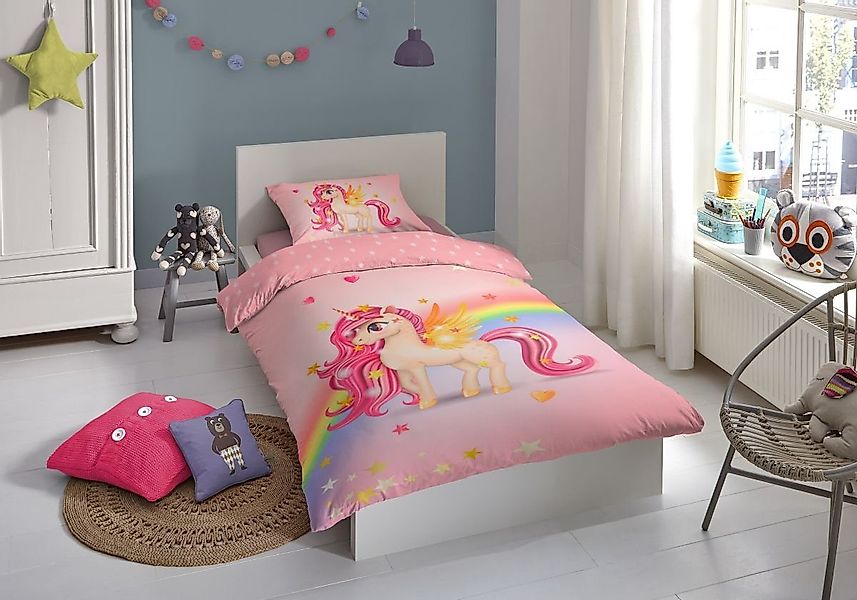 soma Bettwäsche Kinderbettwäsche Regenbogen Set 2tlg günstig online kaufen