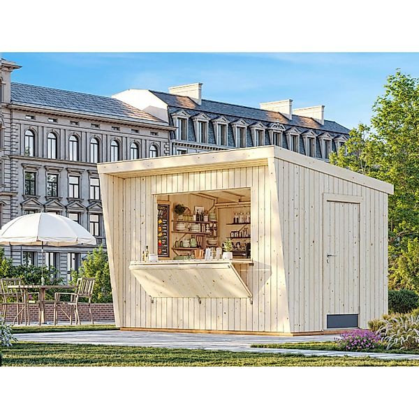 Palmako Marktstand Kira 355 x 233 cm Lackiert Weiß FSC® günstig online kaufen