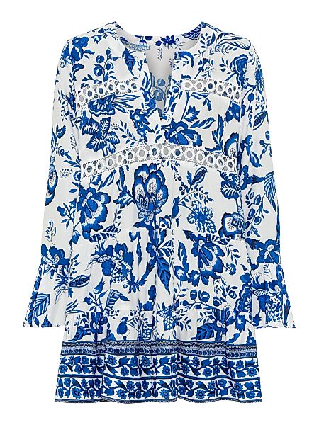 LASCANA Longbluse mit Spitzeneinsätzen, Tunika, Blusenkleid, Strandmode günstig online kaufen