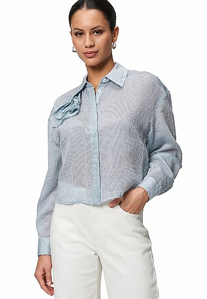 Zero Klassische Bluse "zero Damen Bluse gestreift mit Stoffblume" günstig online kaufen