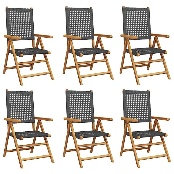 vidaXL Gartenstuhl Verstellbar 6 Stk Schwarz Poly Rattan Massivholz 3214521 günstig online kaufen