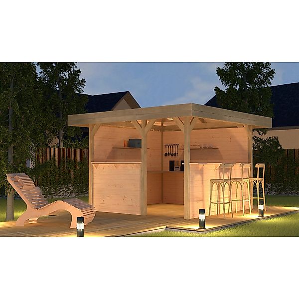 Weka Gartenlaube Rimini Gr.2 Flachdach 349 cm x 360 cm günstig online kaufen