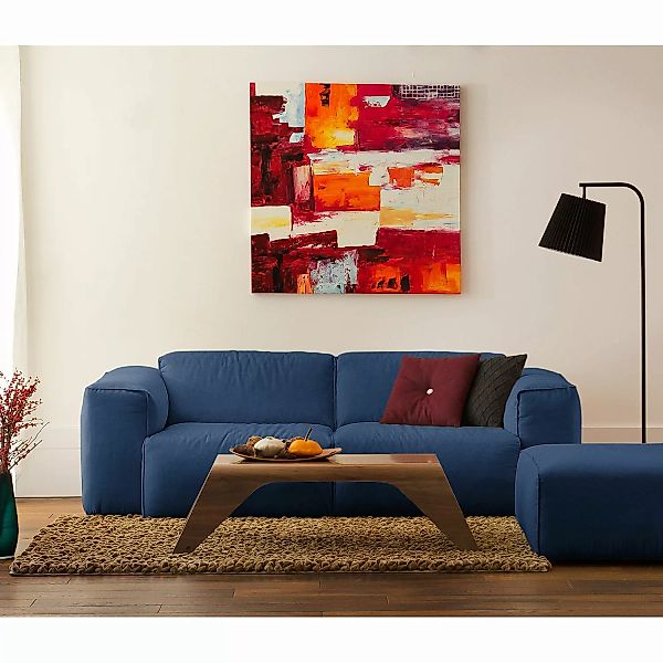 home24 Studio Copenhagen Sofa Hudson 2-Sitzer Blau Webstoff 228x71x102 cm ( günstig online kaufen