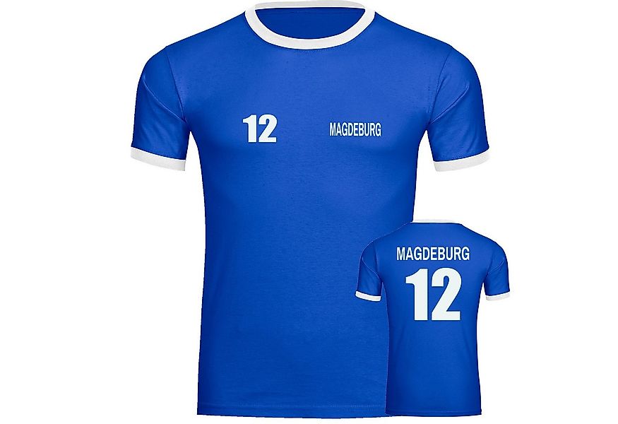 multifanshop T-Shirt Kontrast Magdeburg - Trikot Nummer 12 - Männer günstig online kaufen