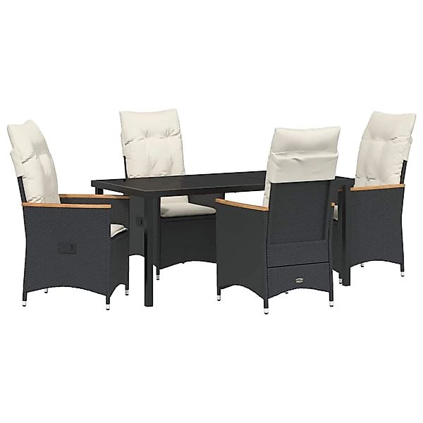vidaXL Garten Essgruppe mit Kissen 5-Tlg Schwarz Poly Rattan 3379607 günstig online kaufen