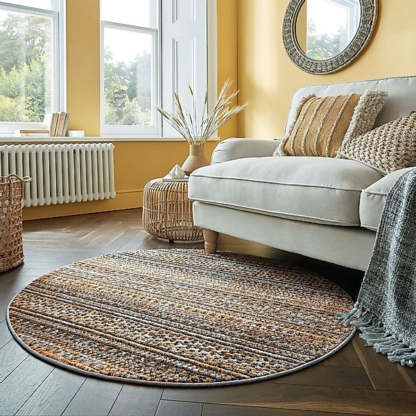 FLAIR RUGS Teppich "Camino" rund 8 mm Höhe Flachgewebe, Skandi, Esszimmer, günstig online kaufen