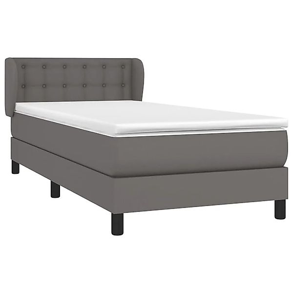 vidaXL Boxspringbett mit Matratze Grau 80x200 cm Kunstleder 3127281 günstig online kaufen
