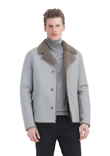 RAMSEY Winterjacke Grauer Pelz Leder Mantel günstig online kaufen