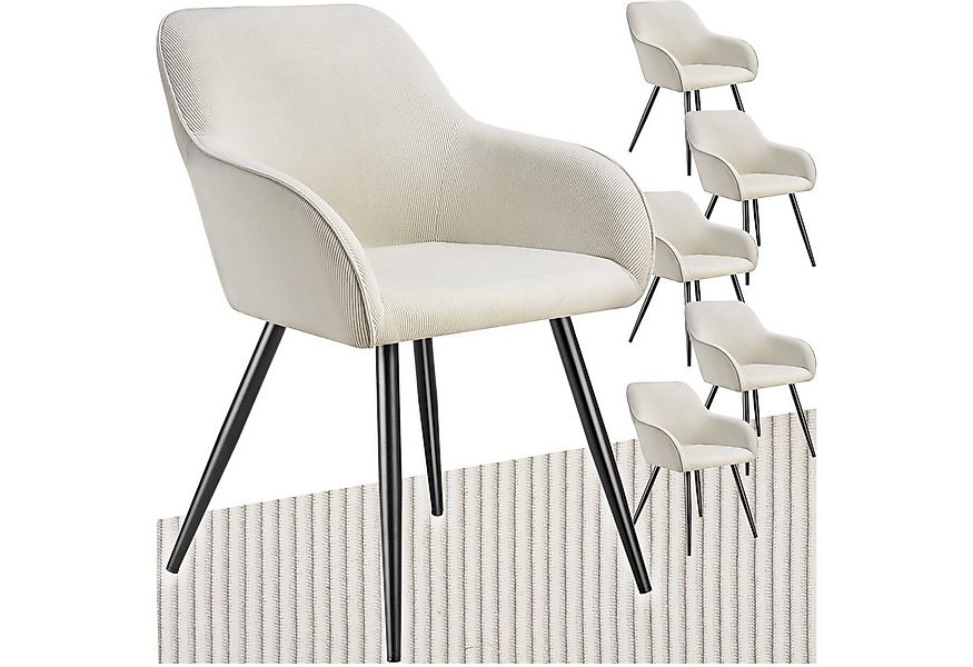 tectake Esszimmerstuhl Küchenstuhl Marilyn, Cordoptik, gepolstert (Set, 6 S günstig online kaufen