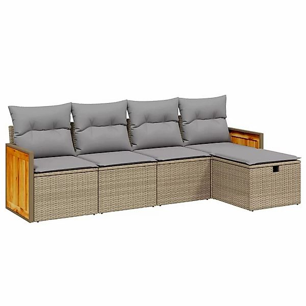 vidaXL 5-tlg Garten-Sofagarnitur mit Kissen Beige Poly Rattan Modell 137 günstig online kaufen