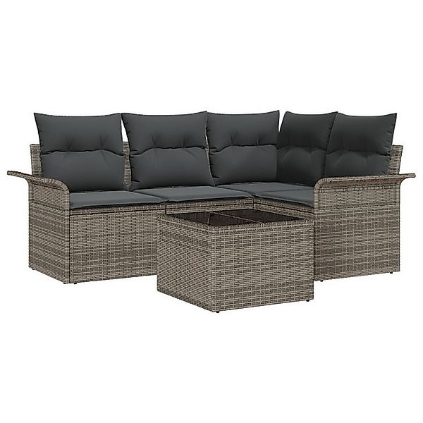 vidaXL Loungesofa 4-tlg. Garten-Sofagarnitur mit Kissen Schwarz Poly Rattan günstig online kaufen