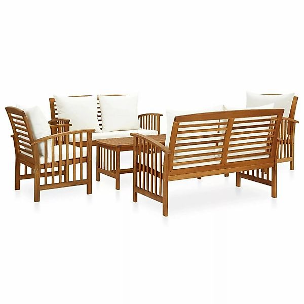 5-tlg. Garten-lounge-set Mit Auflagen Massivholz Akazie günstig online kaufen