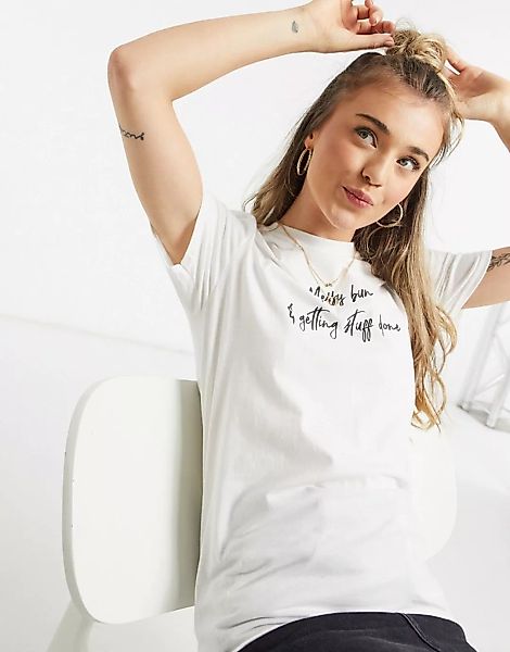 In The Style x Jac Jossa – Weißes Loungewear-T-Shirt mit Spruchmotiv günstig online kaufen