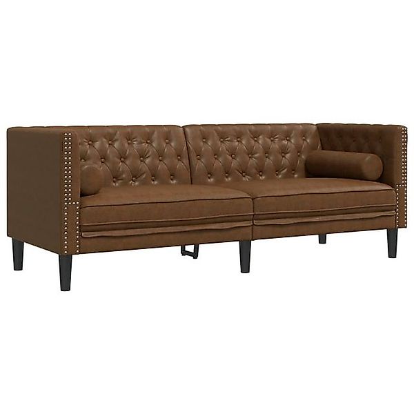 vidaXL Sofa Chesterfield-Sofa 3-Sitzer Braun Kunstleder in Wildleder-Optik günstig online kaufen