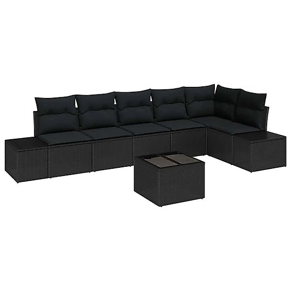 vidaXL Gartensofa-Set mit Speicher Schwarz Poly-Rattan 3355762 günstig online kaufen