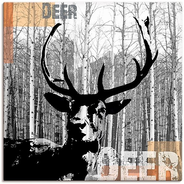 Artland Leinwandbild Hirsch Collage, Wildtiere (1 günstig online kaufen