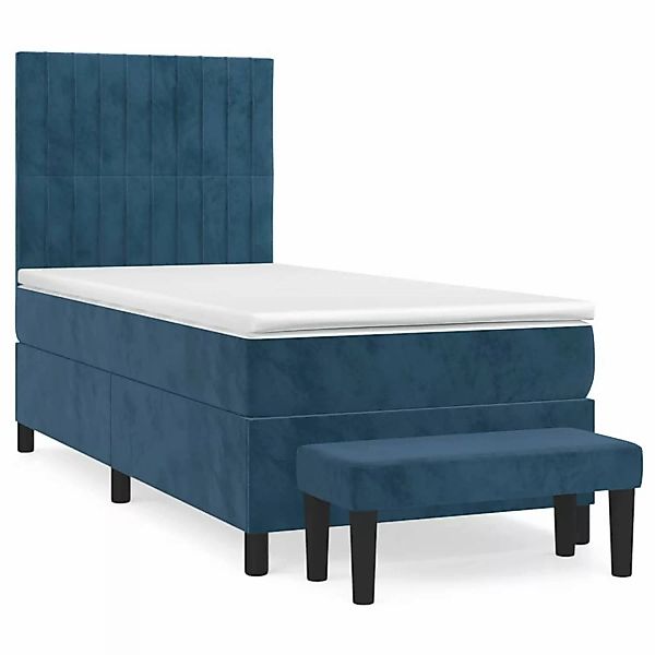 vidaXL Boxspringbett mit Matratze Dunkelblau 100x200 cm Samt1466527 günstig online kaufen