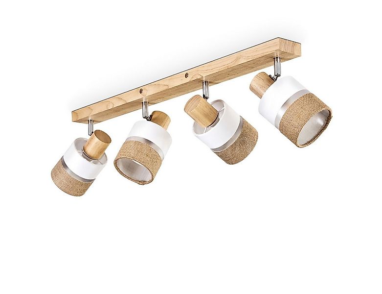 hofstein Deckenleuchte moderne Deckenlampe aus Holz/Metall/Leinen in Naturf günstig online kaufen