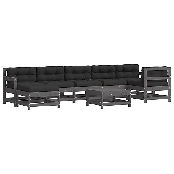 vidaXL 8-tlg Garten-Lounge-Set mit Kissen Grau Kiefernholz Modell 11 günstig online kaufen