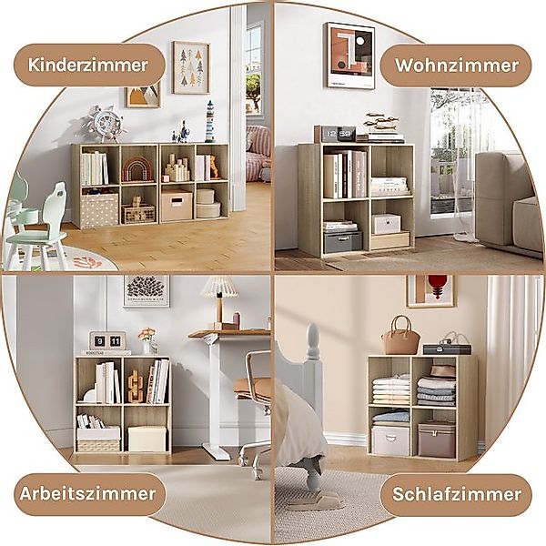 Woltu Bücherregal, 1-tlg., Würfelregal 4 Fächer aus MDF 60x30x60cm Eiche günstig online kaufen