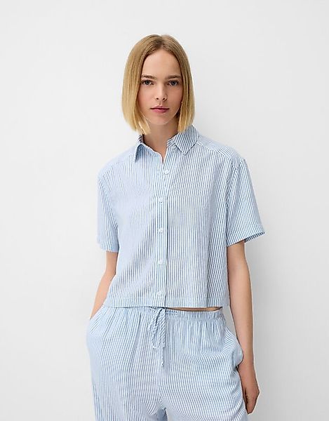 Bershka Kurzarmhemd Mit Streifen Damen S Hellblau günstig online kaufen