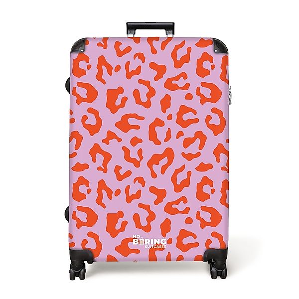 NoBoringSuitcases.com© Hartschalen-Trolley Rosa mit rotem Panther-Aufdruck günstig online kaufen