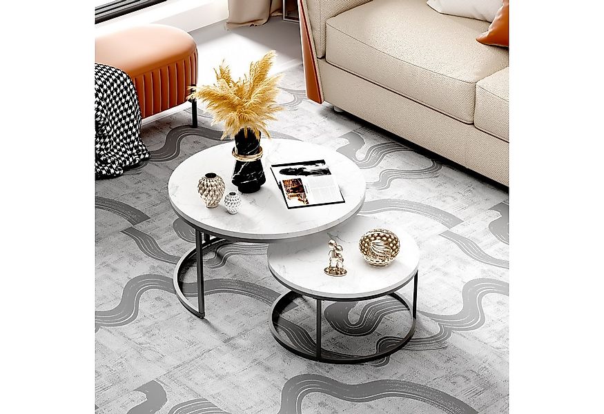 REDOM Couchtisch und 2er Set, Beistelltisch für Schlafzimmer Balkon (Runder günstig online kaufen