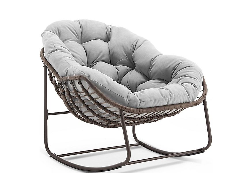 LVHOM Schaukelstuhl mit gepolstertem Kissen, Rattanstuhl mit Stahlrahmen, L günstig online kaufen