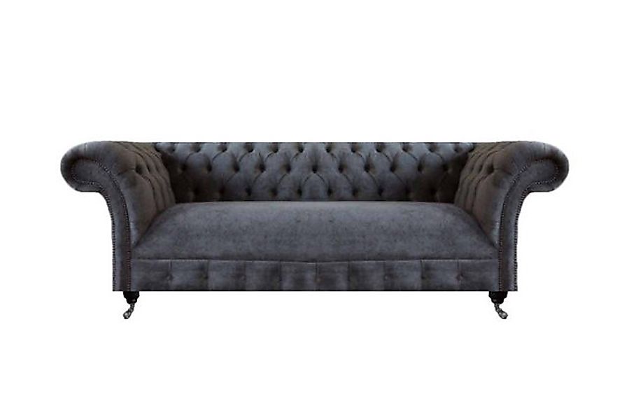 Xlmoebel Sofa Chesterfield Graues Dreisitzer-Sofa aus Stoff für das Wohnzim günstig online kaufen