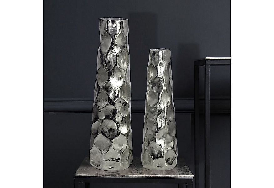 FINEBUY Dekovase FB65106 Vase 2er Set Blumenvase Aluminium Tischvase Hammer günstig online kaufen