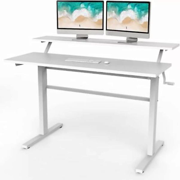 COSTWAY® Sitz-Steh-Schreibtisch höhenverstellbar weiß günstig online kaufen