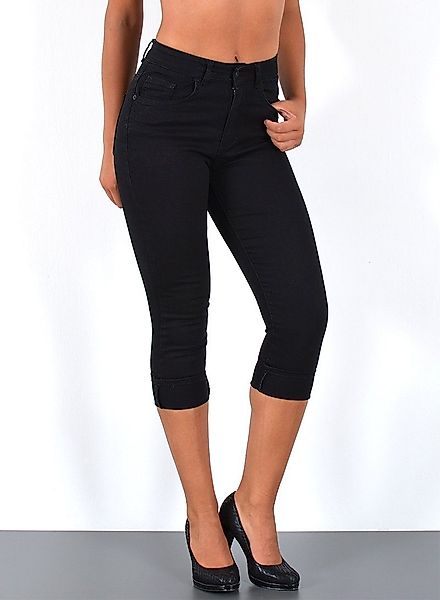 ESRA Caprijeans Damen 3/4 Capri Jeans Hoch-Bund Sommer Hose kurze Jeans Sho günstig online kaufen