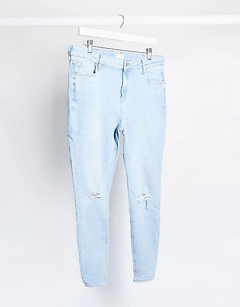 River Island – Amelie – Hellblaue Skinny-Jeans in Used-Optik günstig online kaufen