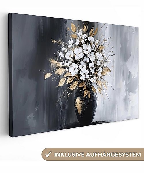 OneMillionCanvasses® Leinwandbild Blumen - Weiß - Vase - Abstrakt, Fotodruc günstig online kaufen