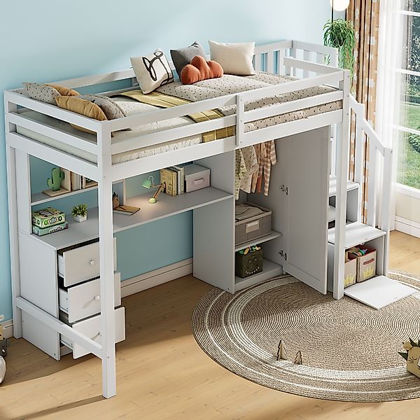 BlingBin Etagenbett Multifunktionales Kinderbett mit Schreibtisch, günstig online kaufen