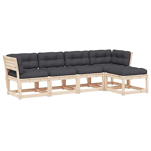 vidaXL 5-Tlg Garten-Sofagarnitur mit Kissen Massivholz Kiefer 3217010 günstig online kaufen