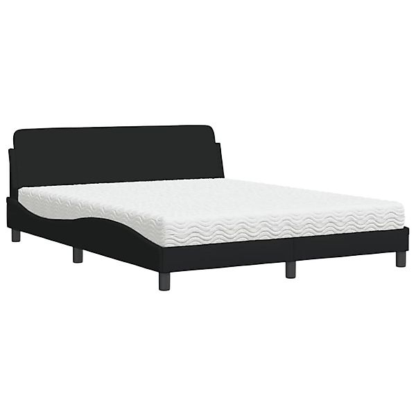 vidaXL Bett mit Matratze Schwarz 160x200 cm Stoff2009865 günstig online kaufen