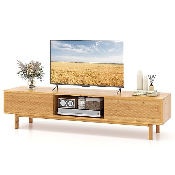 COSTWAY TV-Schrank Bambus, mit 2 Schiebetüren & 3 Fächern, 160x40x38cm günstig online kaufen
