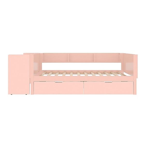 XDeer Holzbett Flachbett mit Schreibtisch und Schubladen Kinderbett, Holzbe günstig online kaufen