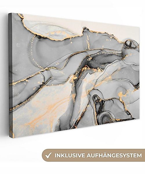 OneMillionCanvasses® Leinwandbild Marmor - Gold - Grau, Fotodruck (1 St), L günstig online kaufen