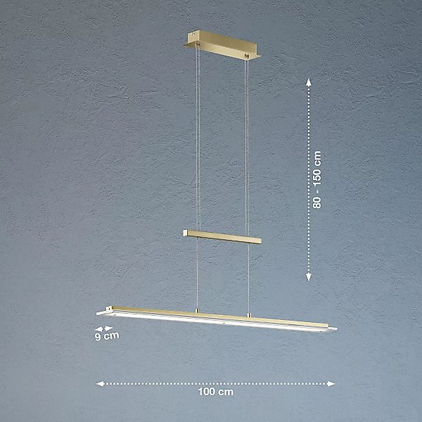 LED-Hängeleuchte Tenso, messingfarben, Länge 100 cm, CCT günstig online kaufen