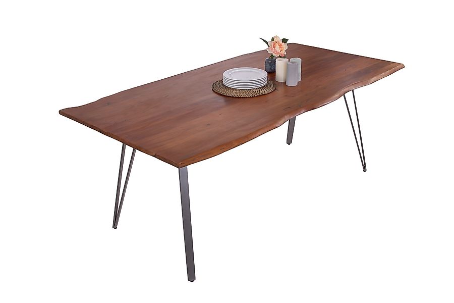 Loreno® Baumkantentisch Celia, massive Akazie, Metallgestell, günstig online kaufen