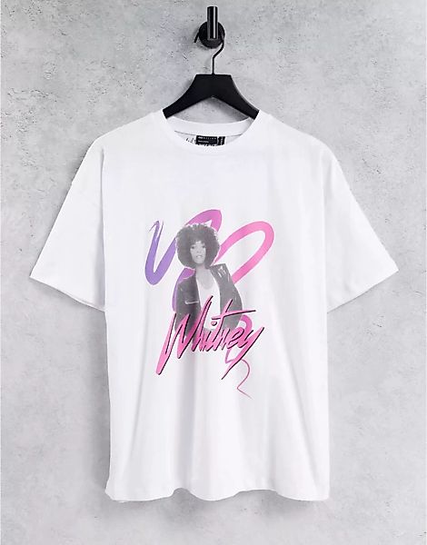 ASOS DESIGN – Oversize-T-Shirt in Weiß mit „Whitney“-Print günstig online kaufen