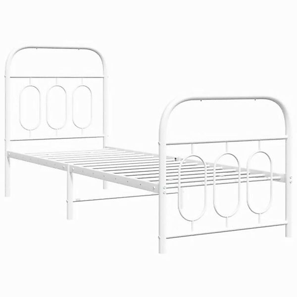 vidaXL Bett Bettgestell mit Kopf- und Fußteil Metall Weiß 75x190 cm günstig online kaufen